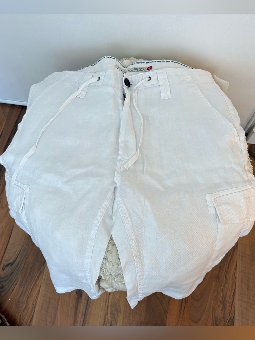 Private Member | Men's Linen White Cargo Shorts